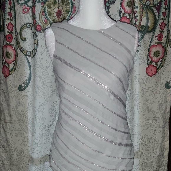 Ann Taylor Silver Sequin Long Sleeve Dress - Picture 1 of 4
